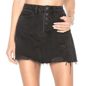 FREE PEOPLE ‘Rainn’ Distressed Mini Skirt